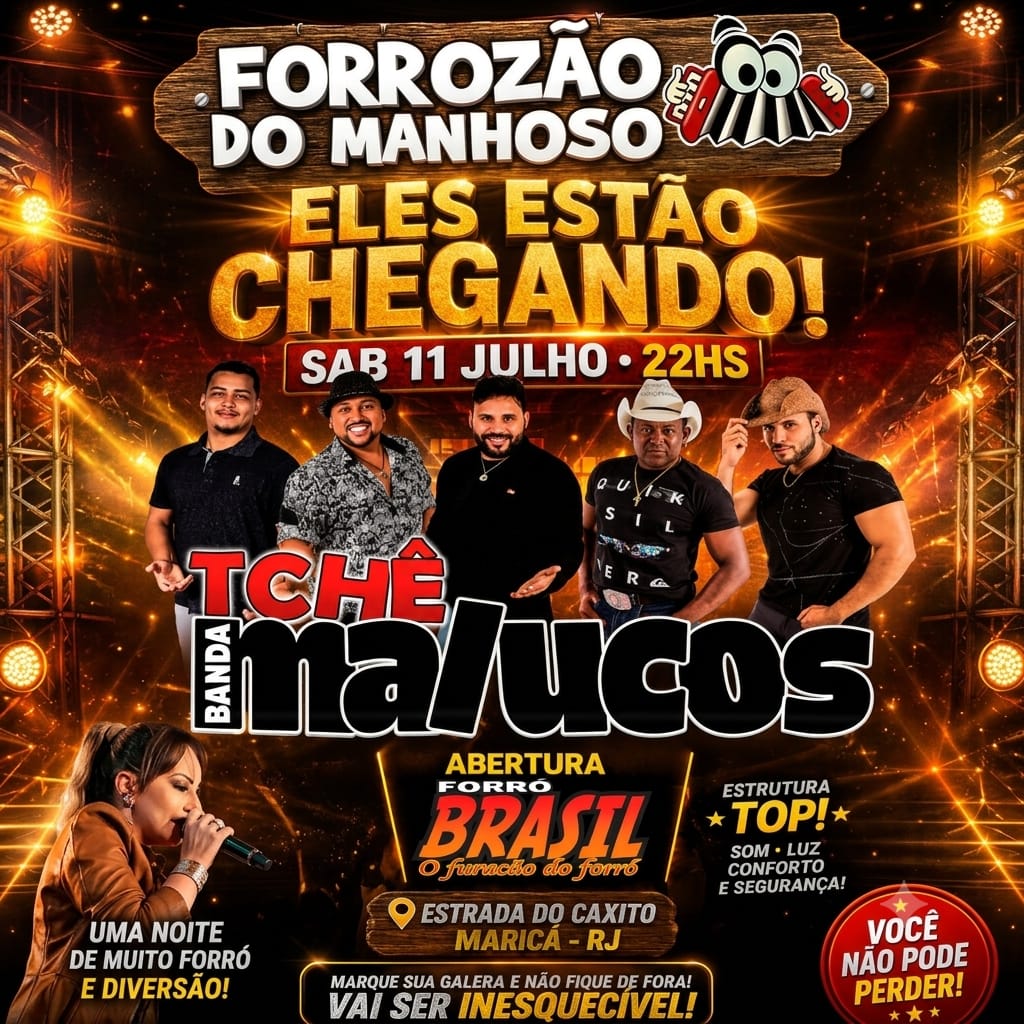 Forrozão do Manhoso promete movimentar Maricá com uma noite de muita música, tradição e alegria.