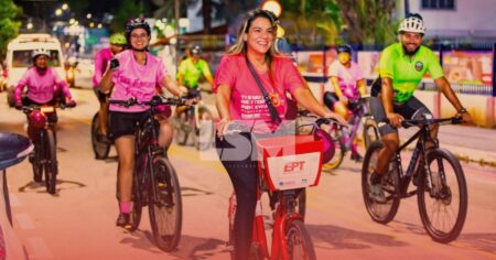 Pedalada noturna do Outubro Rosa reúne ciclistas em edição especial no Centro de Maricá